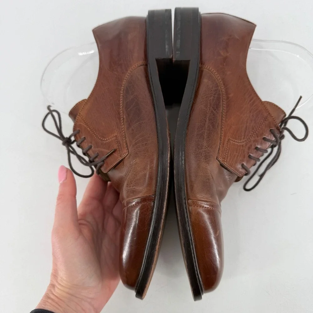 J. Murphy Johnston & Murphy Cap Toe Derby Mens 9.5‎ Brown Leather Classic Office